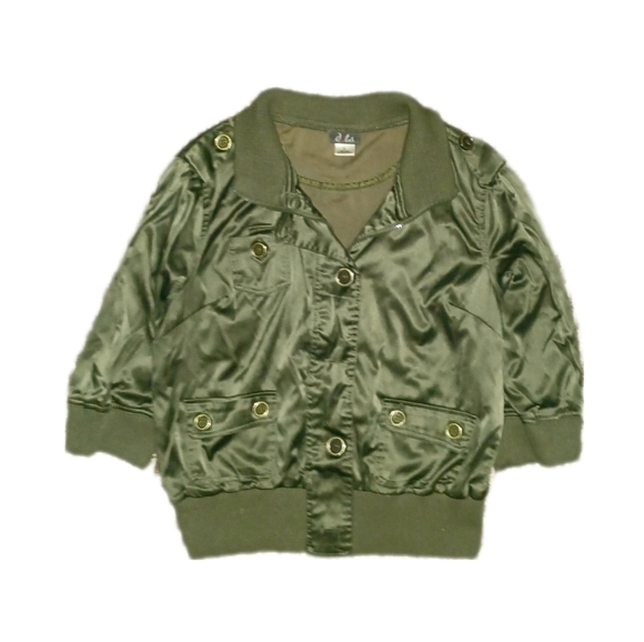 🎁 Dots Olive Green Bomber Jacket - Picture 5 of 6